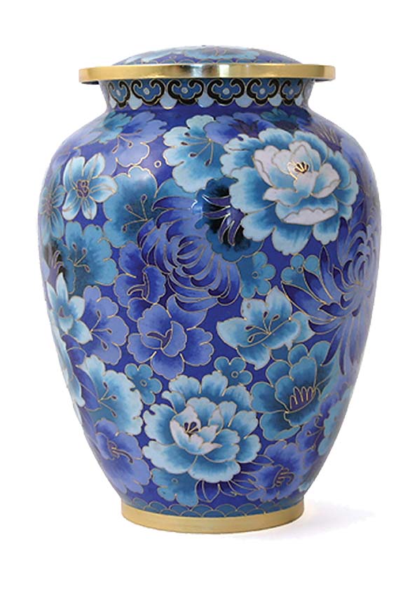 urne cloisonnée élite floral bleu