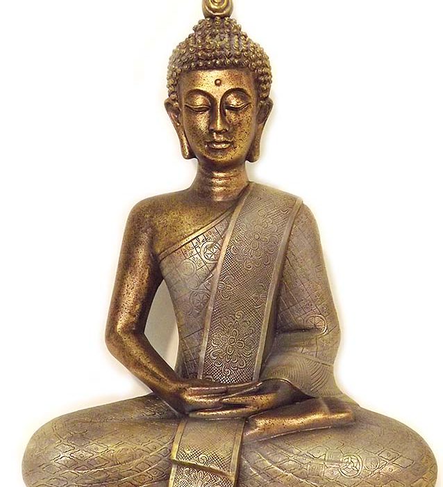 grouss thailännesch Meditatioun Buddha Urn Bronze