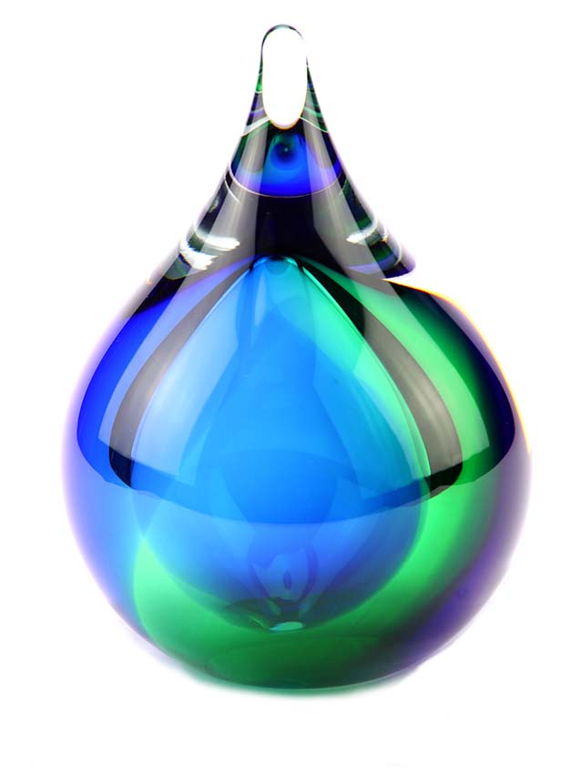 små krystallglass D boble urne glau grønn