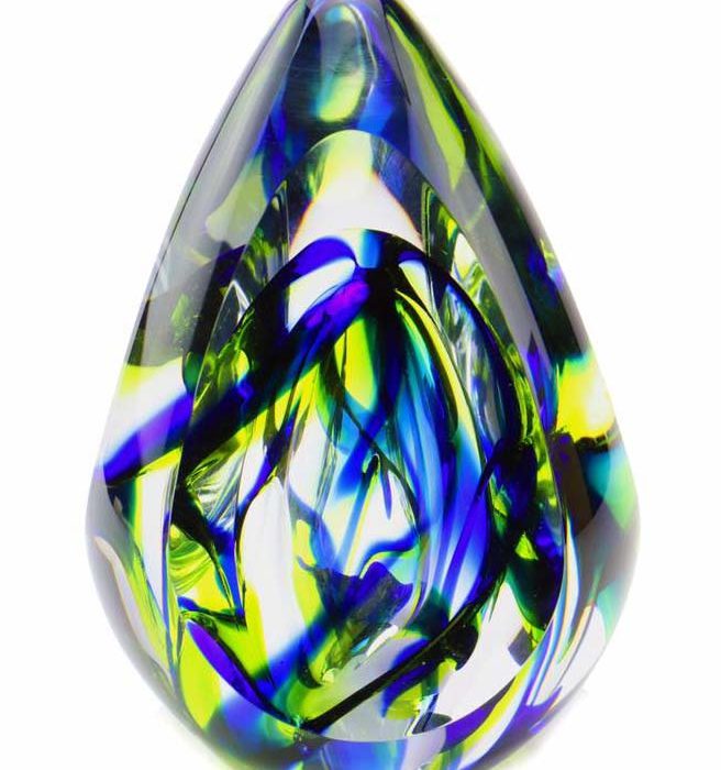 krištáľové sklo D prémiová urna aurora modrá