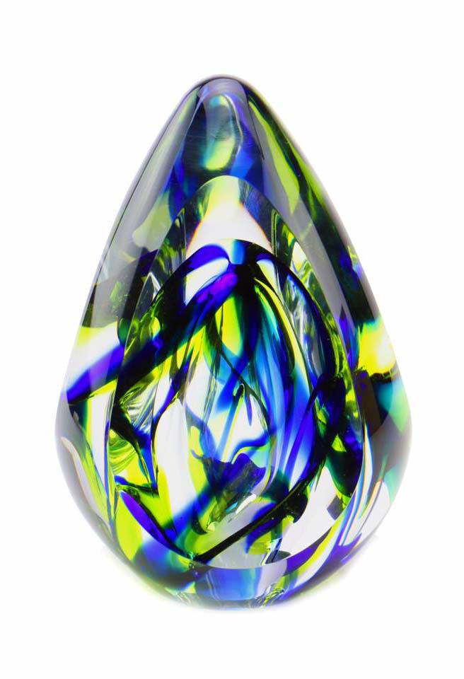 krystallglass D premium urne aurora blå