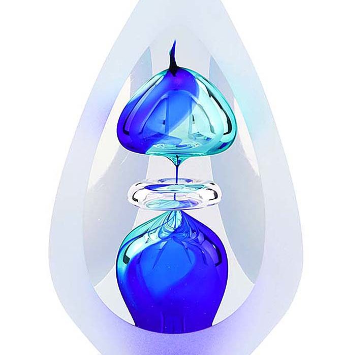 krištáľové sklo D prémiová urna orion modrá veľká