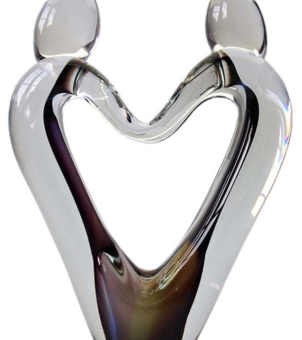 urne coeur en verre cristal d&#39;amour