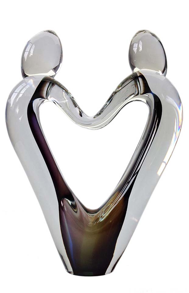 urne coeur en verre cristal d&#39;amour
