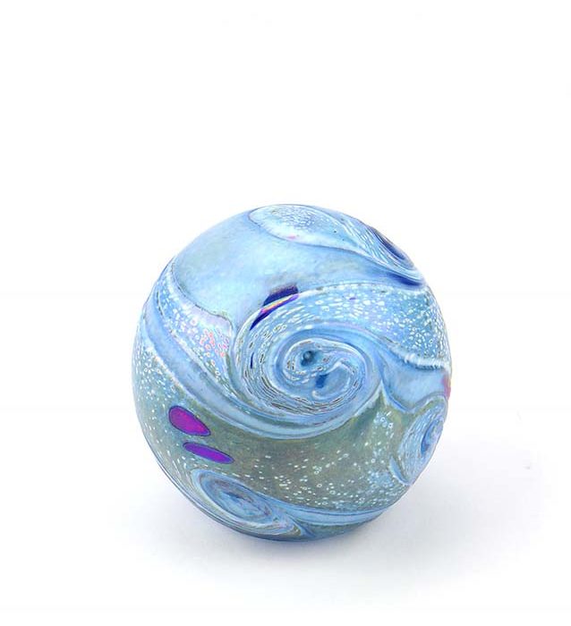 mini urna in vetro cristallo elementi sferici lampadina bleu