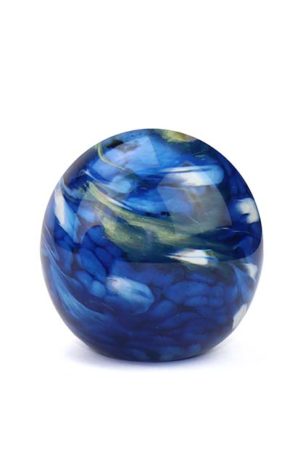 mini urna in vetro cristallo elementi sferici bulbo marmo blu