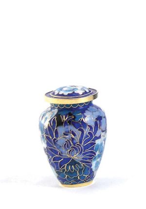 mini urna cloisonne elitní květinová modrá