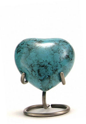 Urne pour animaux de compagnie en forme de cœur en marbre bleu Glenwood