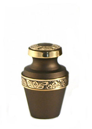 mini urna de bronce rústico griego