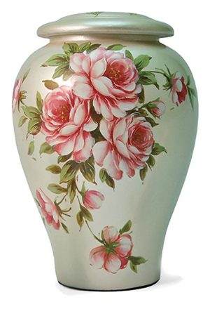 keramikas rožu pušķu urna