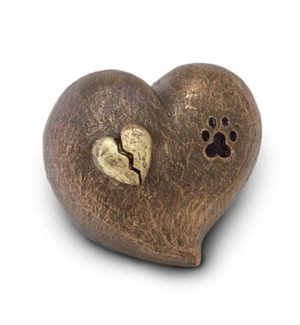Urna per animali domestici in ceramica cuore spezzato impronta zampa litro ugk