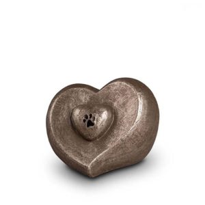 keramické pet urnové srdce s tlapkou stříbrné litr ugks