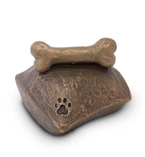 cuscino per urna animale in ceramica osso con impronta di zampa litro ugk