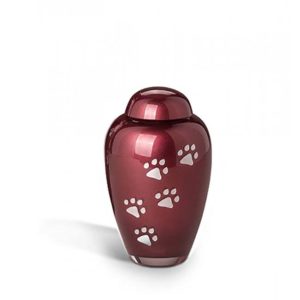 pequeña urna bohemia de cristal para mascotas