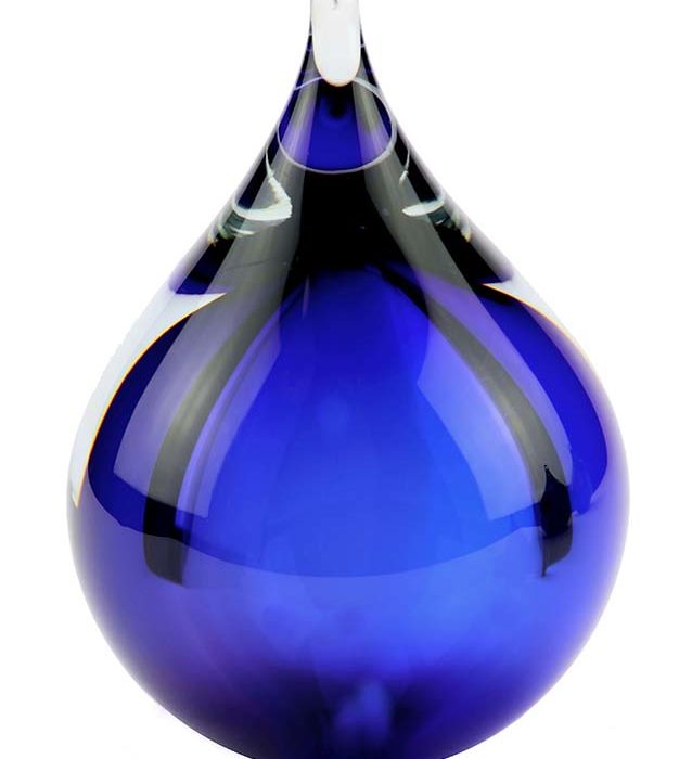 Urna pequena de vidro cristal D bolha azul para animais de estimação