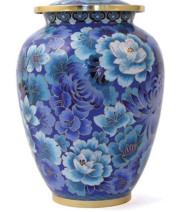 cloisonne urn elite floral blue