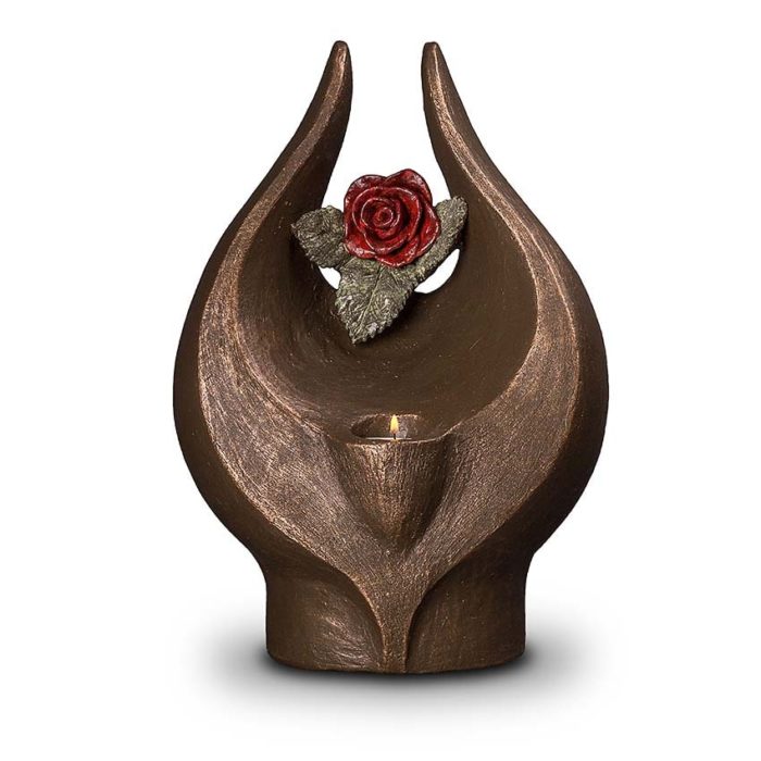 ceramic art urn red rose