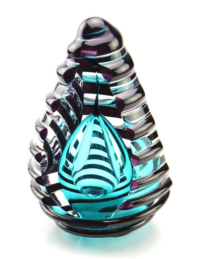 crystal glass D premium urn eternal blue