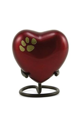 crimson odyssey heart urn with paw