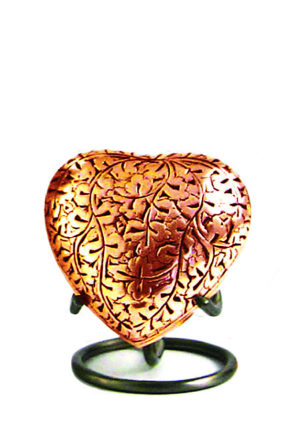 oak copper heart urn