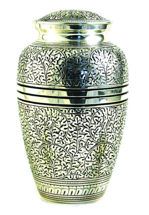 large oak antique silver urn