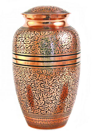 large brass oak copper urn