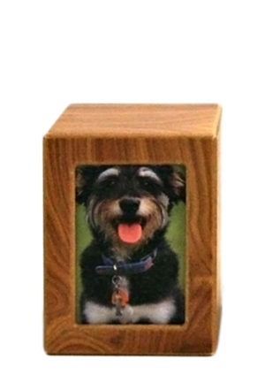 wooden photo animal urn