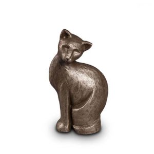 keramická kočičí urna na rozloučenou stříbrná