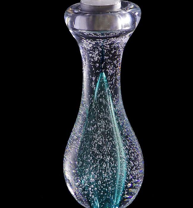 crystal glasser tiffany blå stardust lysestake urne
