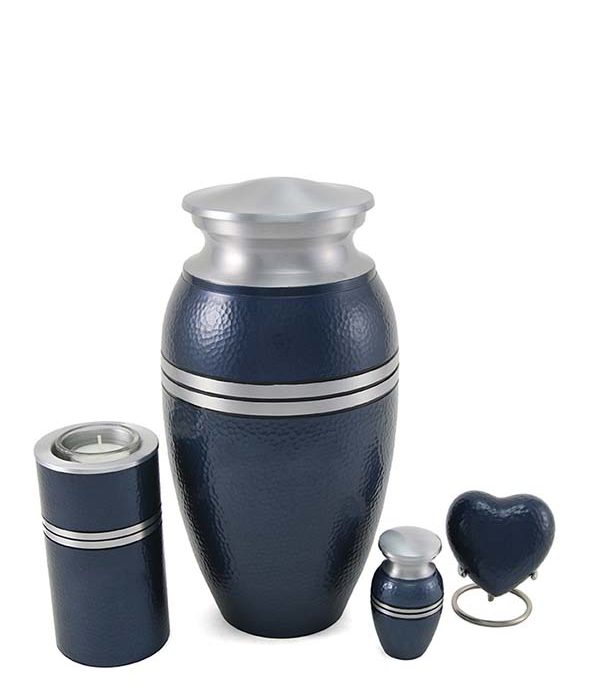 dedičná kovová modrá urna