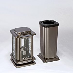 Grave set made of stainless steel grave lantern and grave vase GDS