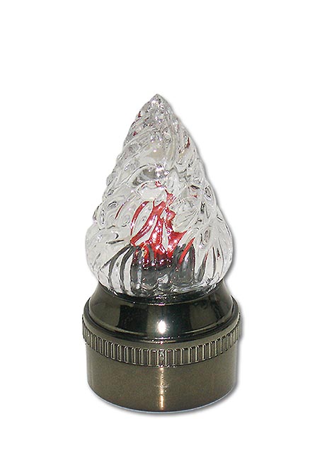 LED grave light with glass flame